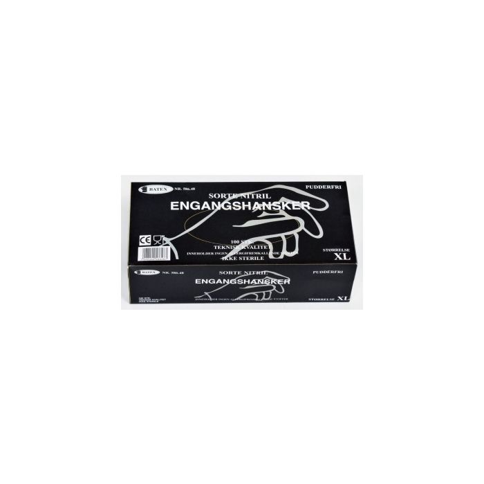 Engangshansker L Sort Nitril pudderfri, 100pk