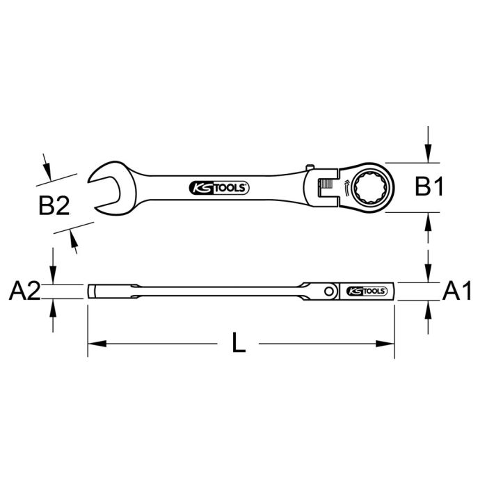 GEARplus Skrallenøkkel 10mm Fleksibelt hode m/oppheng