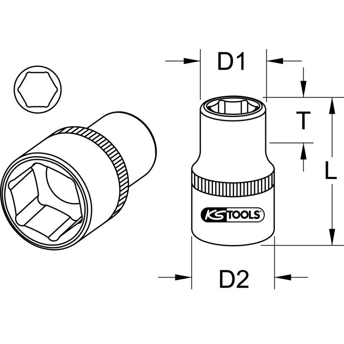 Pipe 1/2" 6-kant 17mm