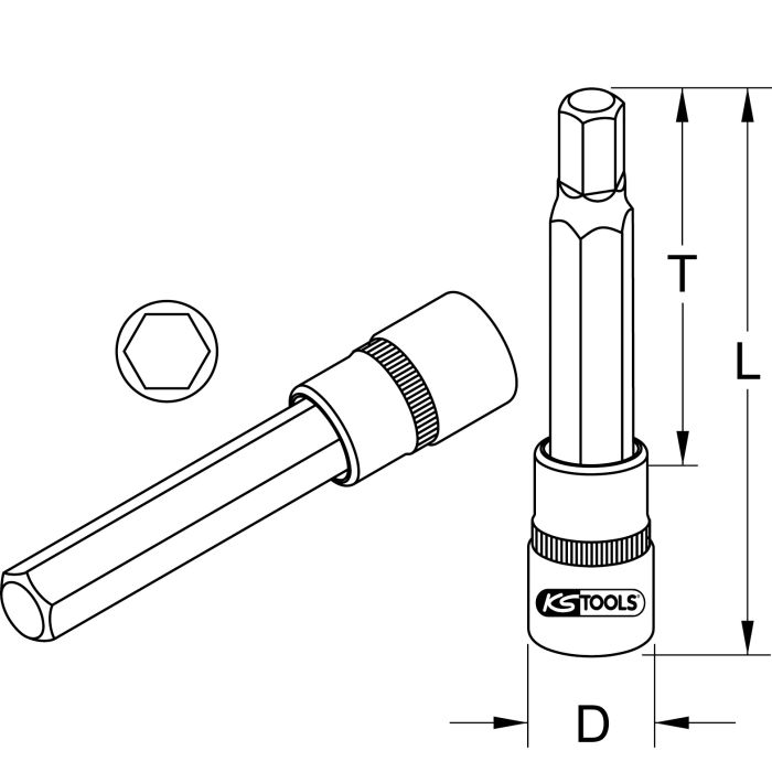 Bitspipe 1/2" unbrako 4mm lang