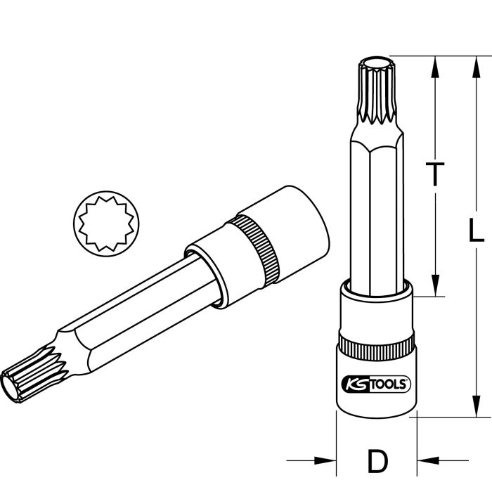 Bitspipe 1/2" XZN M14 lang