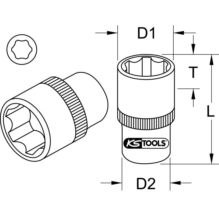 Pipe 1/2" 6-kant 30mm