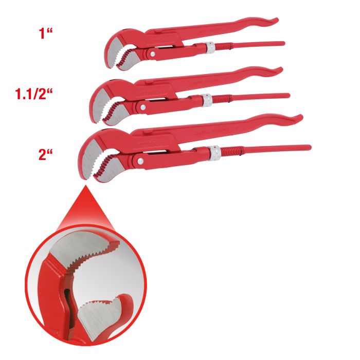 Rørtangsett 45° S Kjeft 3 deler 1"-1.1/2"-2"
