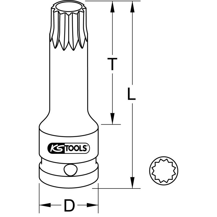 Kraftbitspipe 1/2" XZN M14 lang