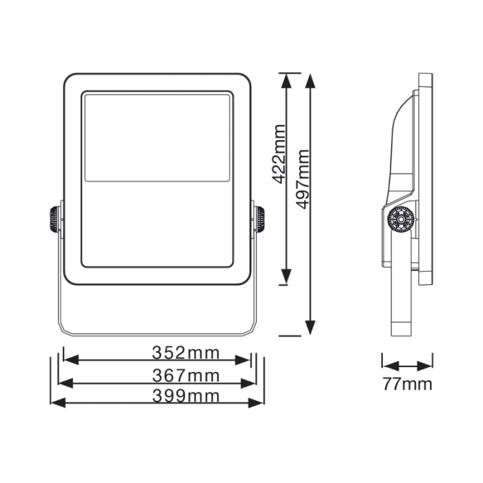 Noxion LED flomlys Beam V2.0 40-100W 5600-14000lm 90D - 830-840-865 CCT IP66 - Symmetrisk