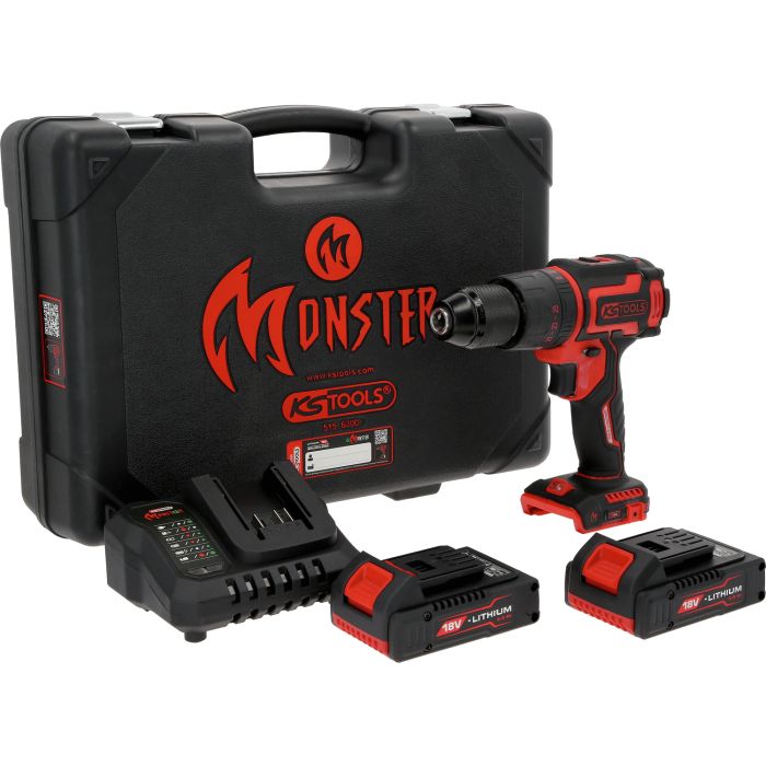 Batteridrill med slagfunksjon med 1 batteri og lader eMONSTER