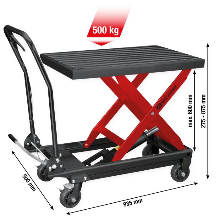 Performance hydraulisk mobilt løftebord, 500 kg