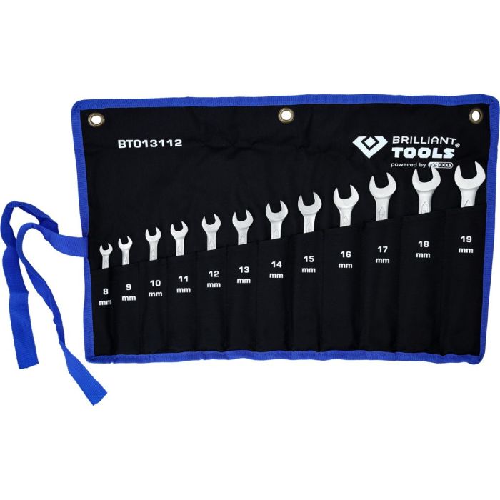 Skrallenøkkelsett rett 8-19mm, 12 deler