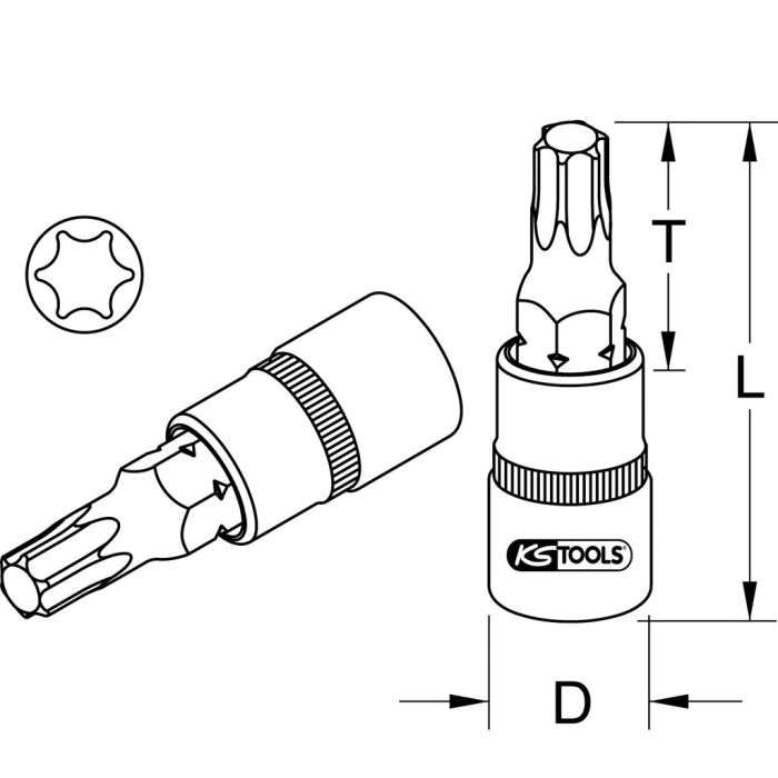 Bitspipe 3/8" Torx T30 m/oppheng