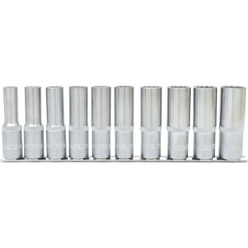 Pipesett Rail 1/2" 12-kant lange 10-21mm, 10 deler