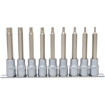 Bitspipesett Rail 1/2" lange Torx 9 deler T20-T60