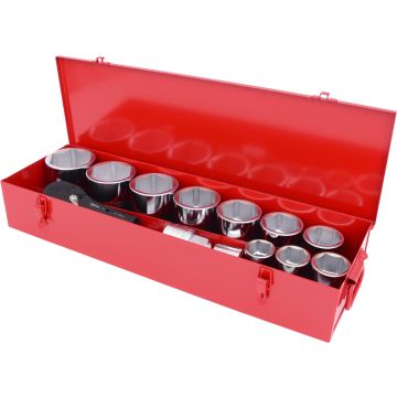 Pipesett 1" 6-kant 36-80mm Metallkasse, 14 deler