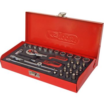 Pipesett 1/4" 30 deler Metallkasse
