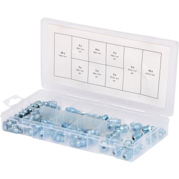 Sortiment Smørenipler M6-8-10x1,0, 110 deler Smørenippel assortement