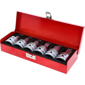 Kraftbitspipesett 3/4" unbrako 14-24mm 6 deler Metallkasse