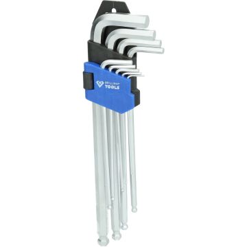 Unbrakonøkkelsett kule lange 1,5-10mm, 9 deler